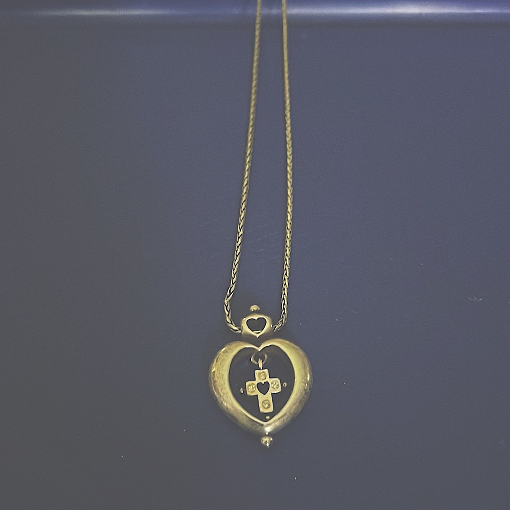 Brighton heart necklace with cross/ cubic zirconia. Silver